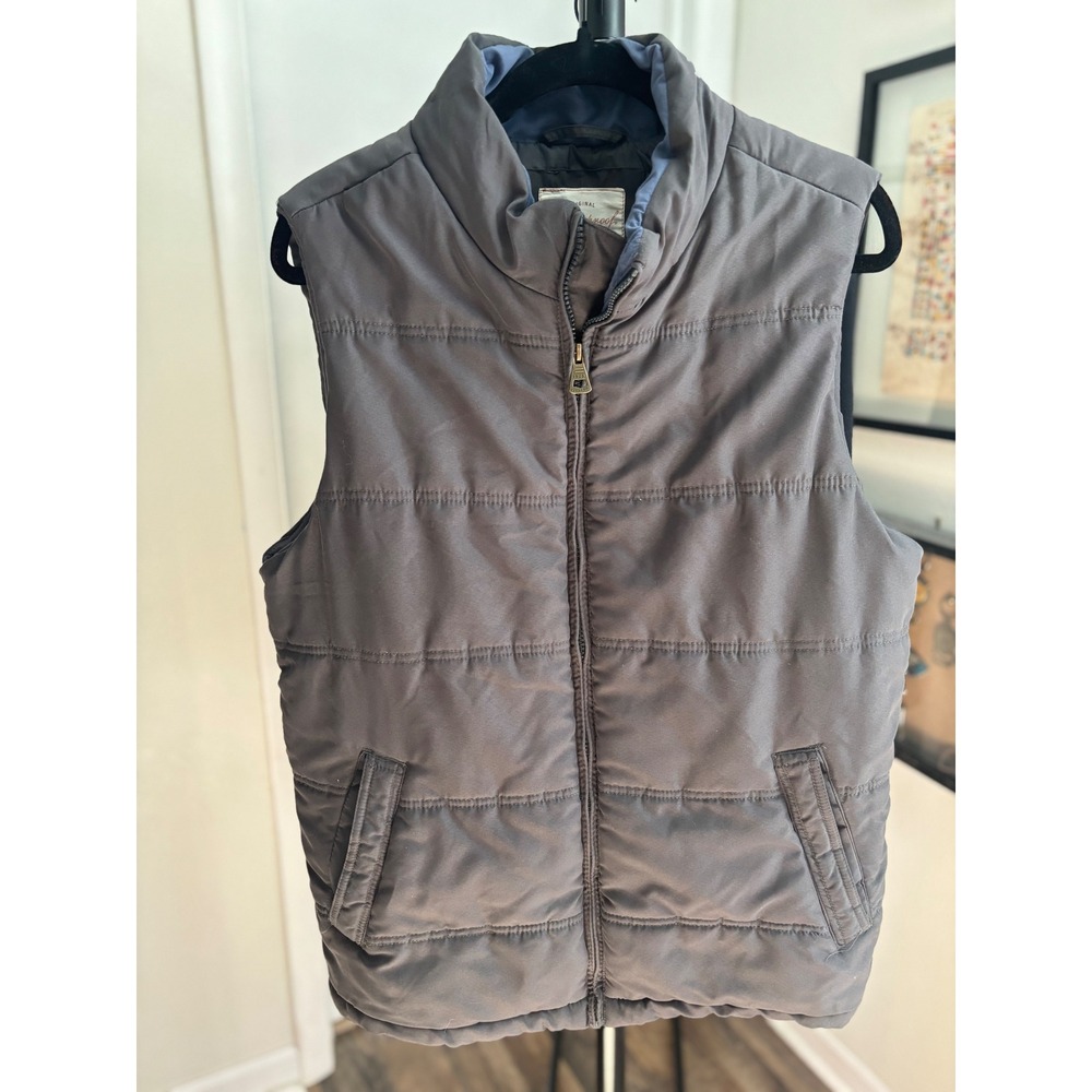 Weatherproof Vintage Mens Gray Quilted Puffer Vest Full Zip Sleeveless Jacket M